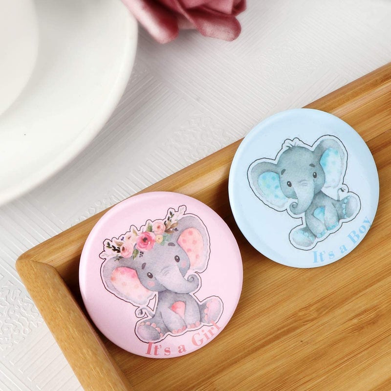 iMagitek 40 Pcs Elephant Gender Reveal Button Pins Blue Elephant Team Boy Pink Elephant Team Girl Button Pins for Baby Shower Party Favors Gender Reveal Party Game Supplies - Image 3